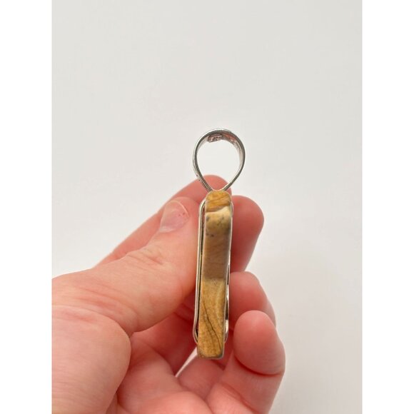 Carolyn Pollack Relios Sterling Silver & Jasper Bear Pendant - Picture 3 of 7